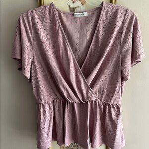 Grace Karin Pink Flutter Sleeve Wrap Blouse